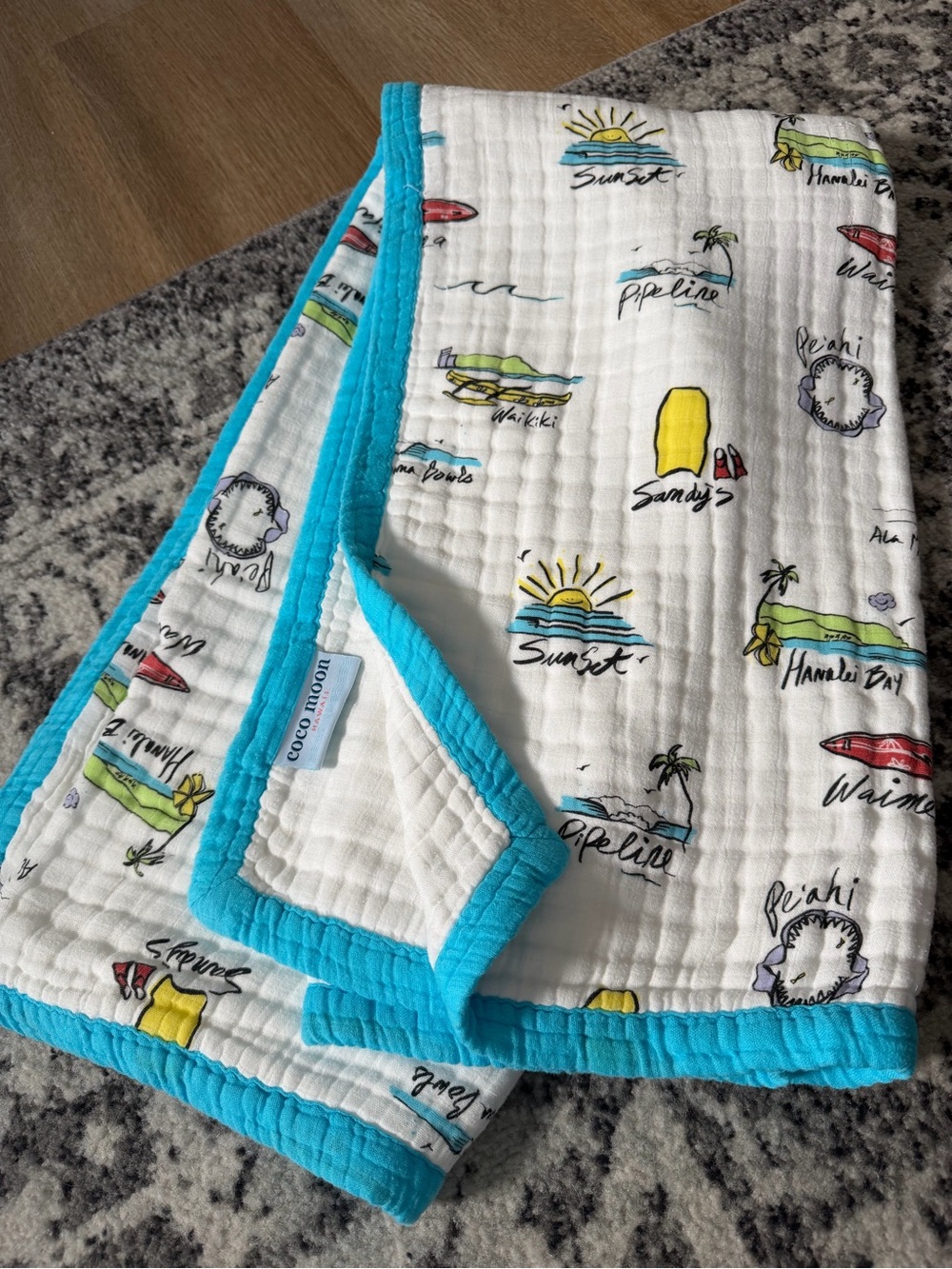 Cocomoon Beaches of Oahu Muslin Blanket